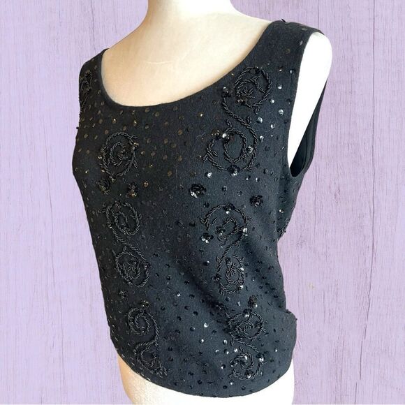 Vintage 60s 70s Miss Sun Valley wool sequined camisole - Picture 1 of 11
